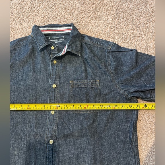 PD & C Blue Denim Men's Polo Button down Shirt - Picture 5 of 10
